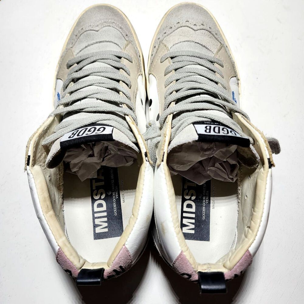 Golden Goose Mid Star Dot Leather Suede Wing Tip Sneakers - Picture 6 of 13